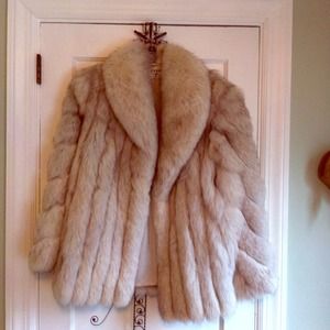 Beautiful silver grey fox fur coat
