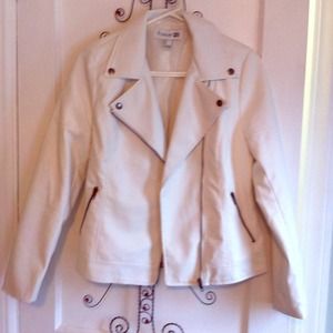 Stylish white faux leather jacket
