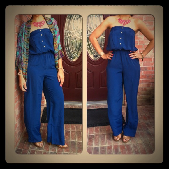 W118 by Walter  Pants - Fabulous strapless blue jumpsuit