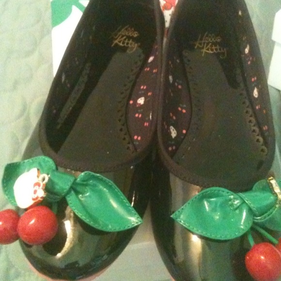 Sold---sold--Hello kitty black flats with cherries