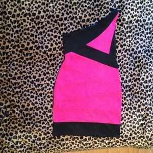🔆SOLD🔆 HotPink/Black One Shoulder Dress