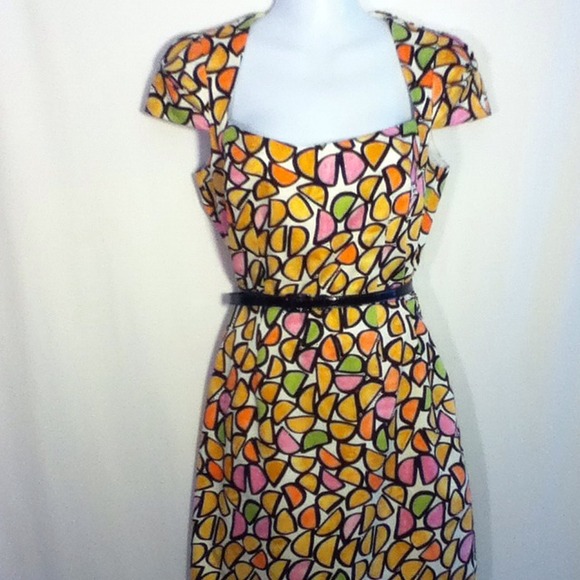 David Miester fitted multi color dress