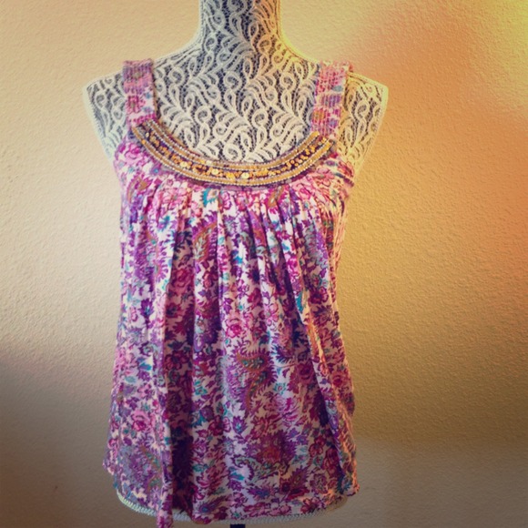 Pink floral tank top