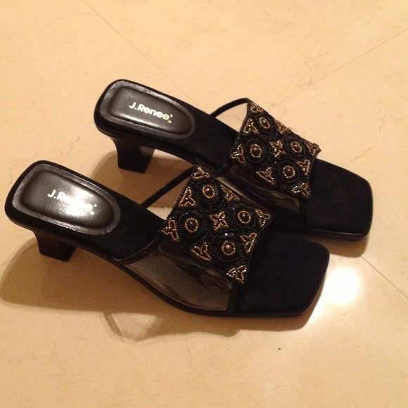Black and Gold Beaded heels