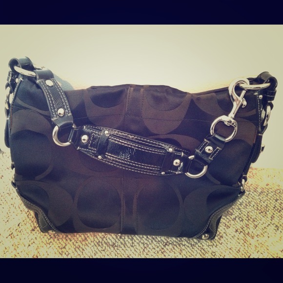 Coach Carly Black Sateen Purse
