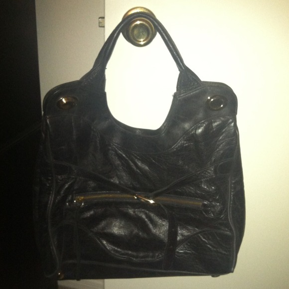 Foley + Corrina Jetsetter black leather tote