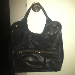 Foley + Corrina Jetsetter black leather tote