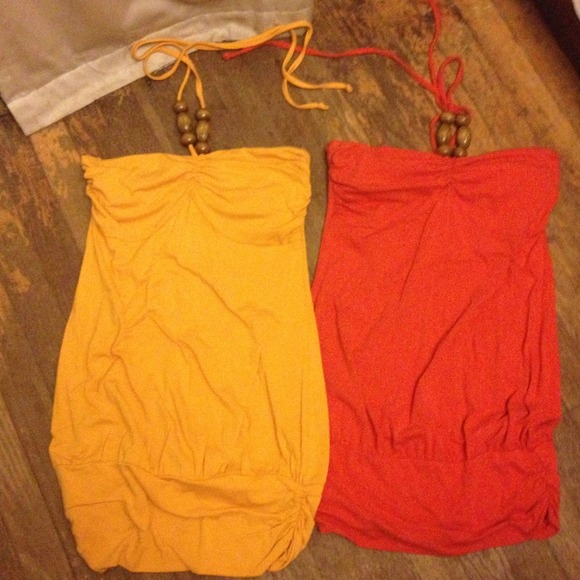 2 cute tube tops with neck ties bundle