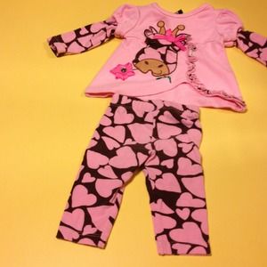 Giraffe hearts outfit baby girl