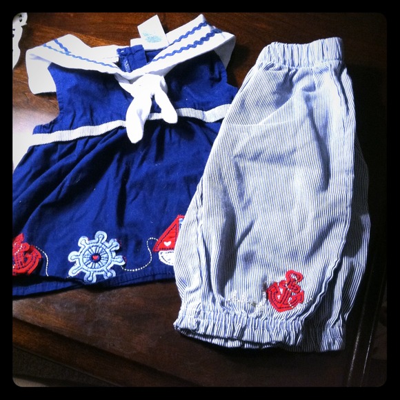 6/9 months sailor girl baby outfit. 2 peice