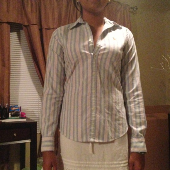 Striped polo button down. Women's