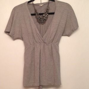 SOLD- small gray and white polka for top