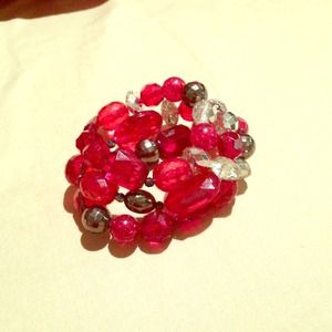 Red, silver and black bracelet