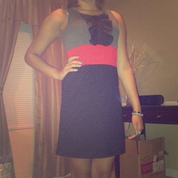 Gray red and black dress