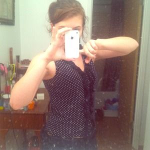 Blue polka dot cami with ruffles