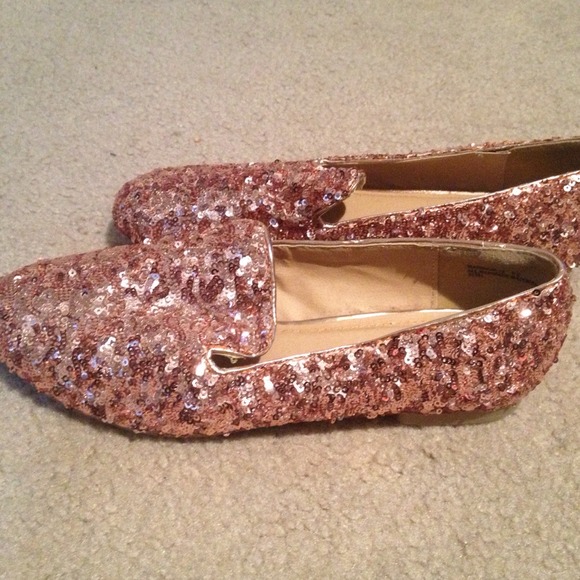 Pink sequined loafers