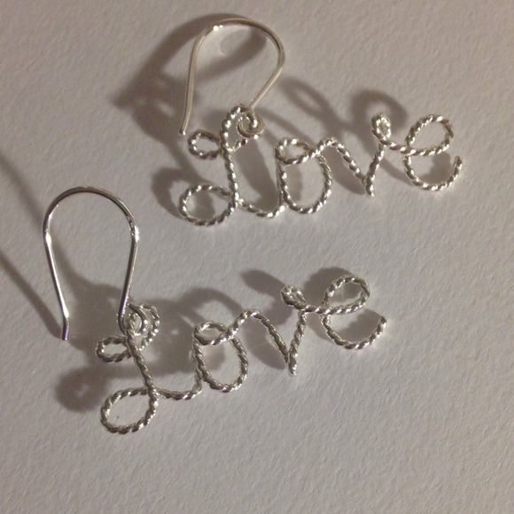 Love Word Earring Ear Wire Sterling Silver Love Word Earring Ear Wire Sterling Silver