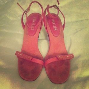 Two lips strappy heels -pink