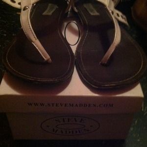 White and silver Steve Madden Sandals