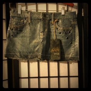 Brand new Guess mini snake jean skirt ( size 24)