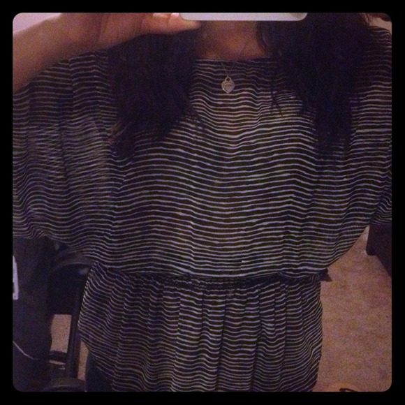 black and white striped flowy shirt