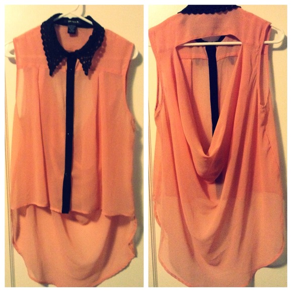 Sheer pink collared top