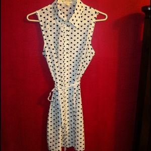 Black and white buttoned down hearts dress