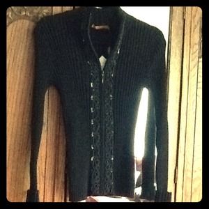 Beautiful Black Ribbed Beaded Belldini Sweater