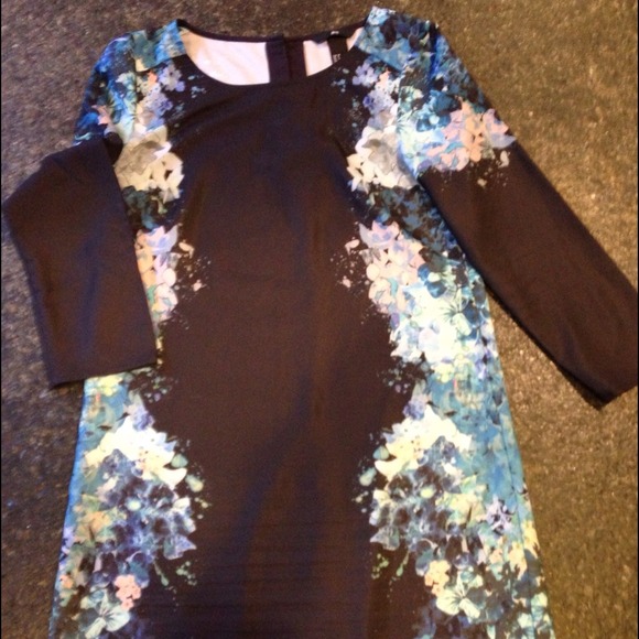 H&M Navy and Floral Shift Dress