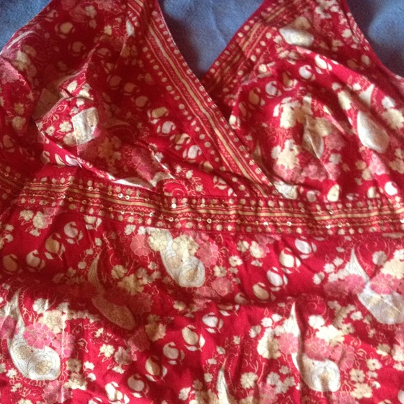 Red and tan halter top
