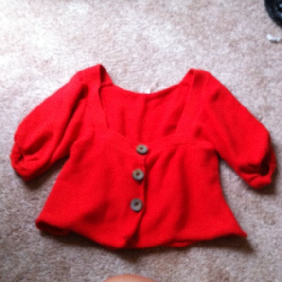 Red cardigan