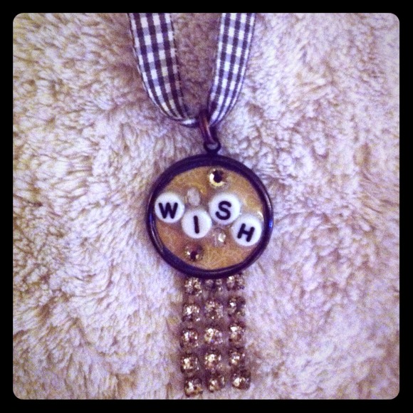 "Wish" necklace. With rhinestones.