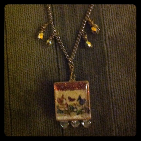 Kitty scrabble necklace.