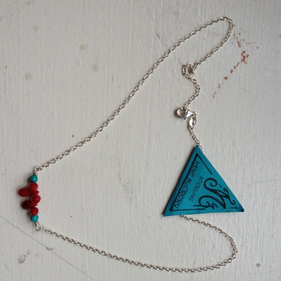 Red coral and turquoise sterling silver necklace - Picture 1 of 2