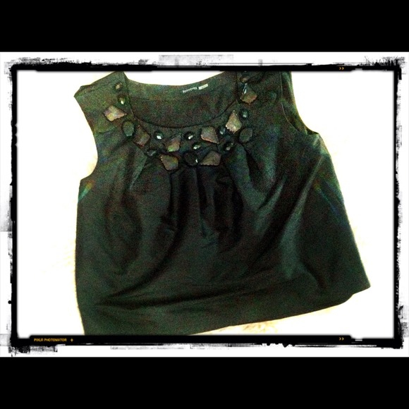 SALE Magaschoni silk dupioni top w/glass crystals!