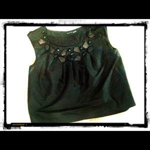 SALE Magaschoni silk dupioni top w/glass crystals!