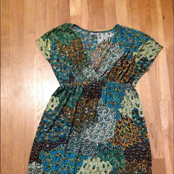 Multi-colored peacock patterned sun dress! :)