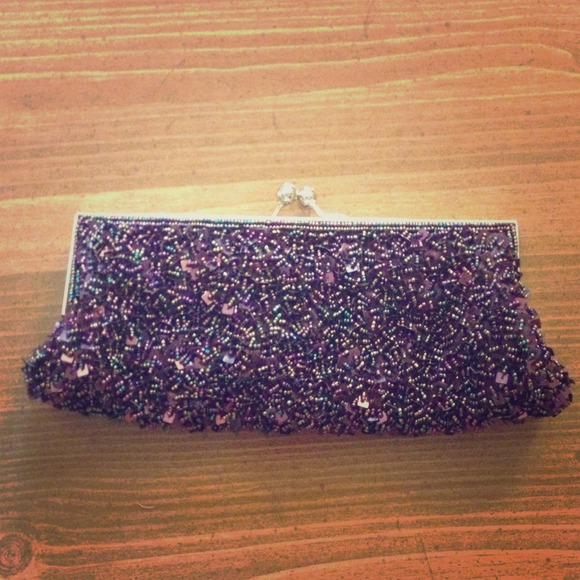 Purple Beaded Clutch