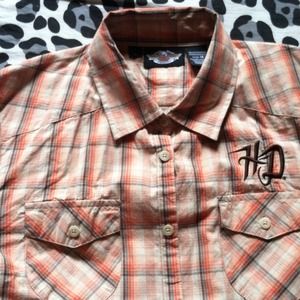 Harley Davidson Woman's button down plaid shirt