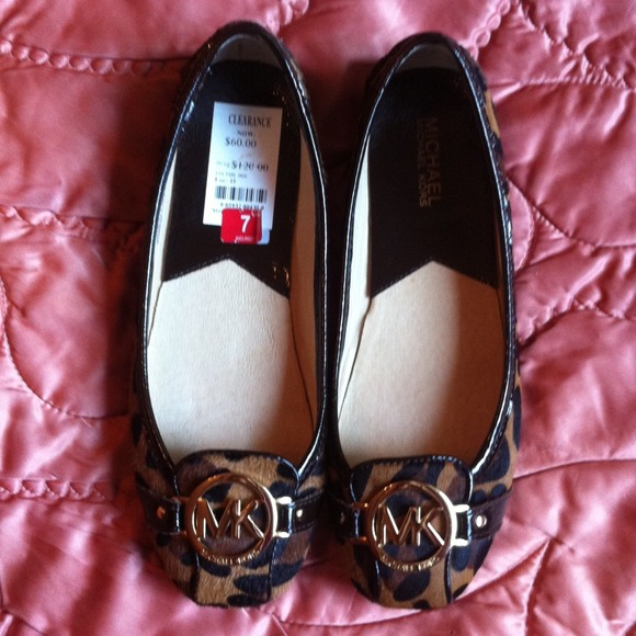 Leopard printed mo-hair Michael Kors flats