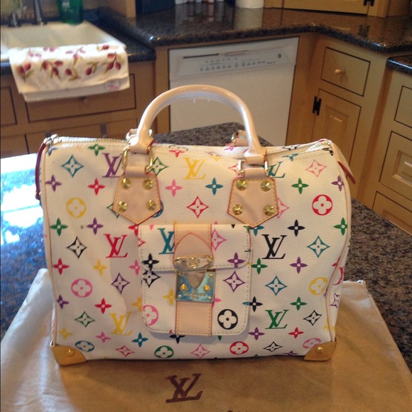 White multicolor handbag