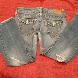 REDUCED!! Distressed True religion jeans.