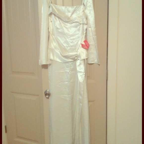 Cream strapless dress, matching wrap