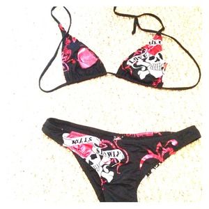 Ed Hardy Red and black bathingsuit