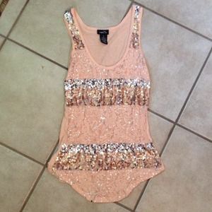Peach blush color sequin top