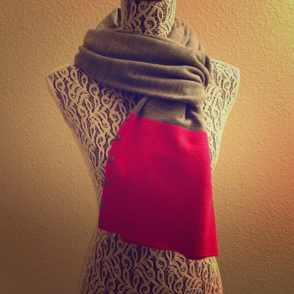 Pink and grey colorblock scarf