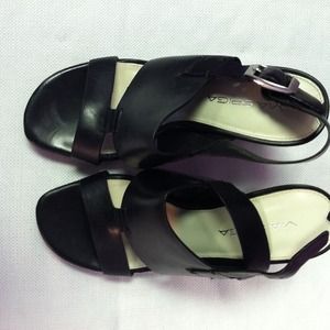 Via Spiga black leather high heel sandal