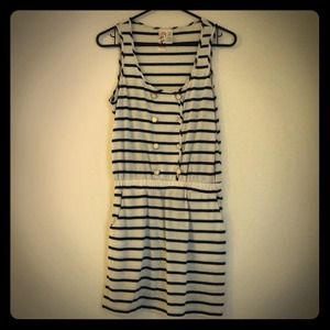 Black and white striped sleeveless sailor dress
