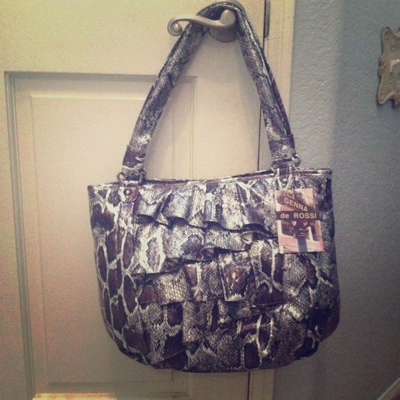 Genna de Rossi Snakeskin Bag with Ruffles NWT