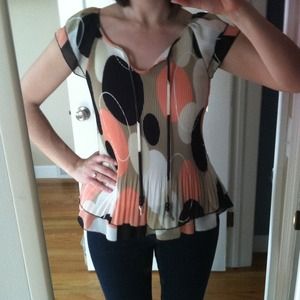 Ruffled polka dot blouse